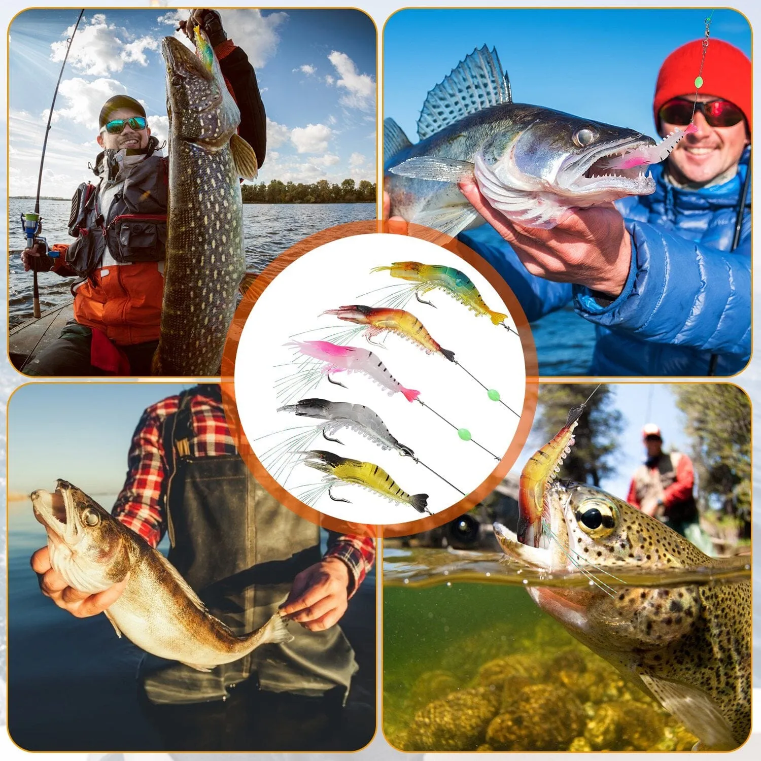 10-Piece: Silicon Shrimp Bait Set