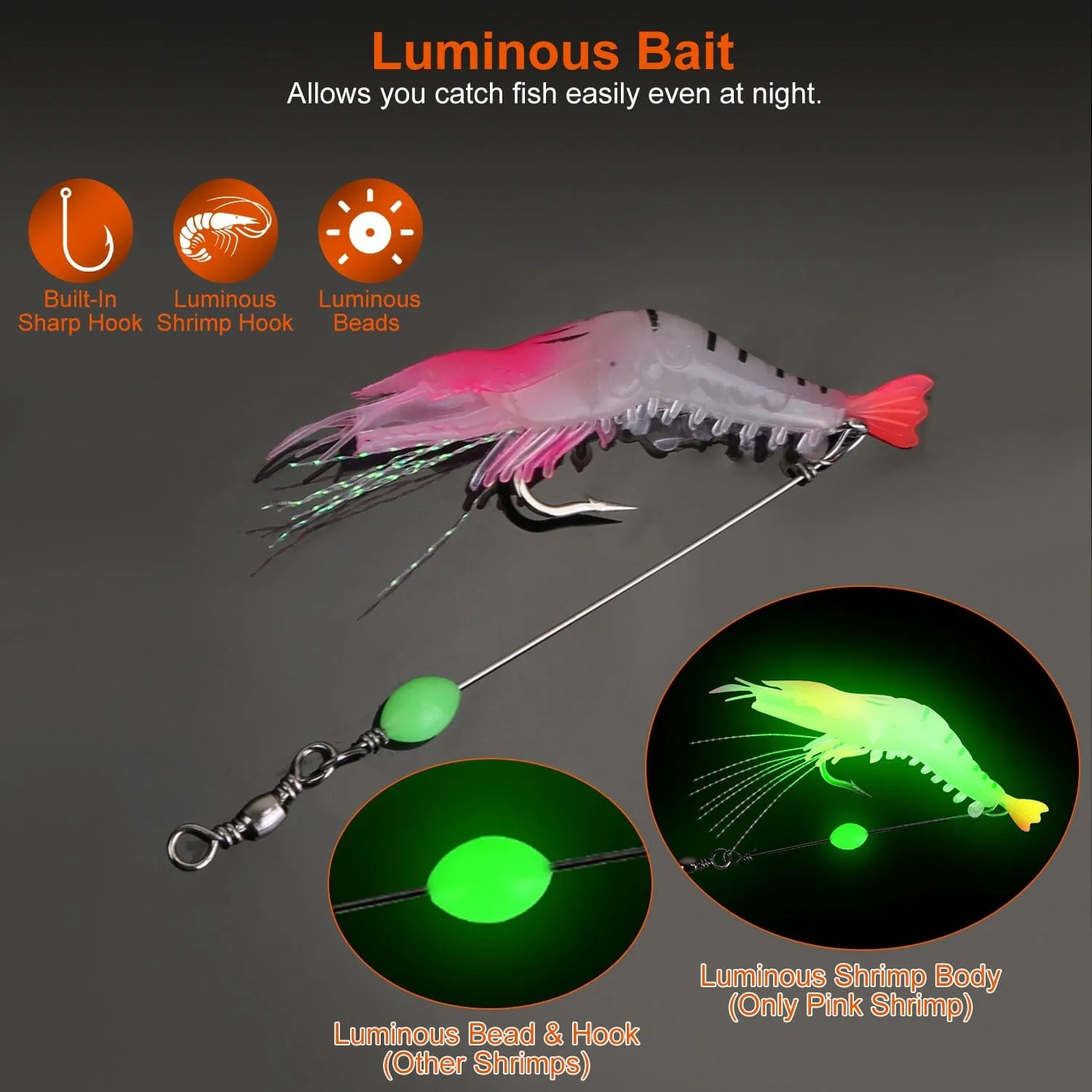 10-Piece: Silicon Shrimp Bait Set