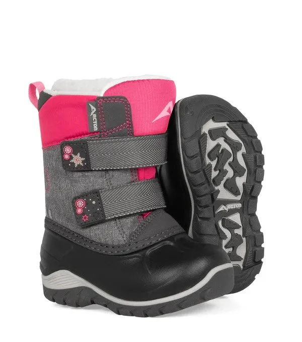 Acton Kiddy Baby Girls' Winter Boots with Removable Felt -40°F / -40°C - Grey/Pink