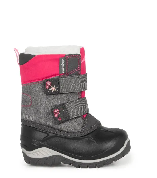Acton Kiddy Baby Girls' Winter Boots with Removable Felt -40°F / -40°C - Grey/Pink