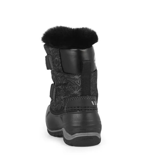 Acton Toddler Funky Black Winter Boots with Removable Felt -40°F / -40°C - Black/Pink