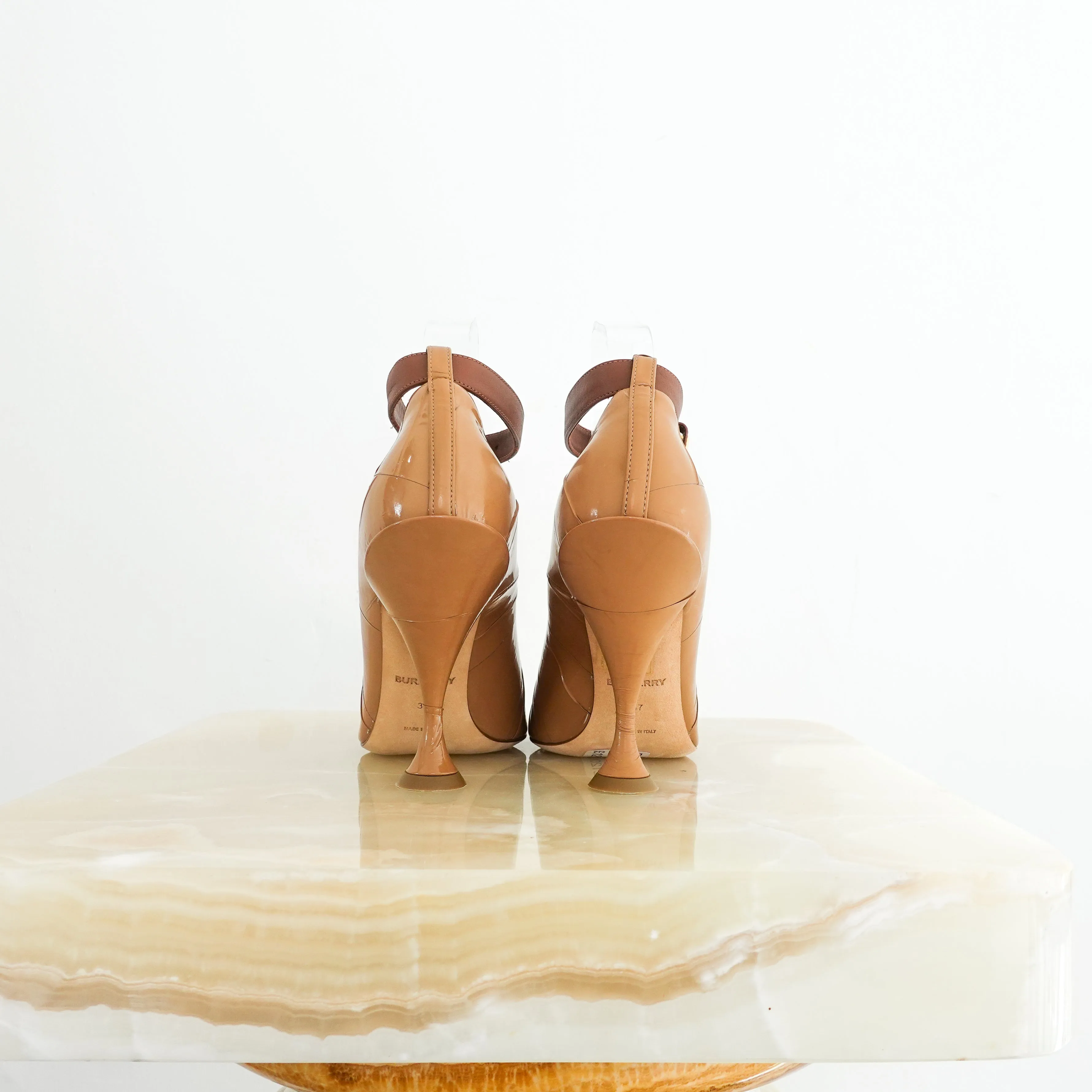 Beige statement heels with leather strap-final sale