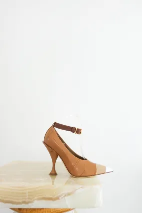 Beige statement heels with leather strap-final sale