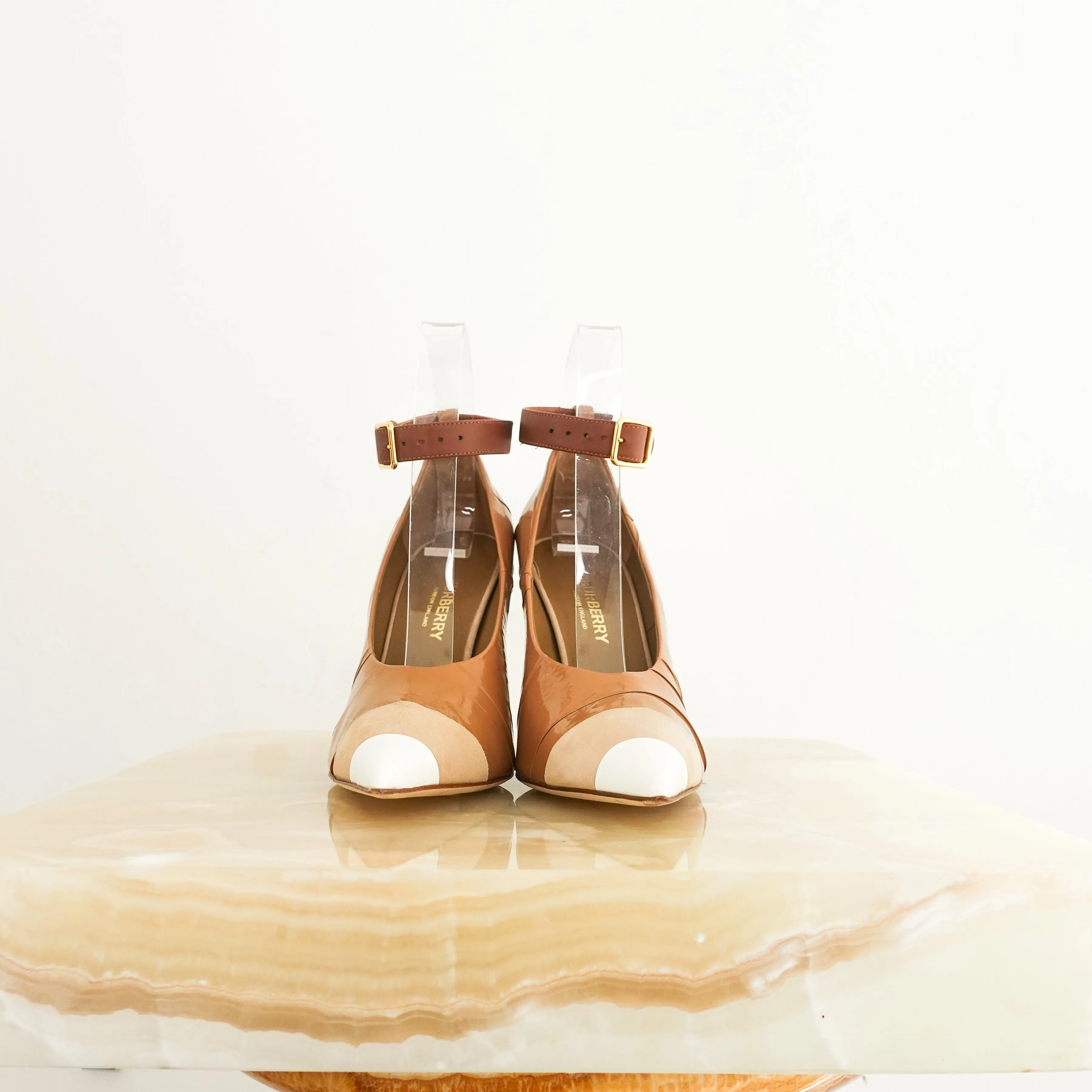 Beige statement heels with leather strap-final sale