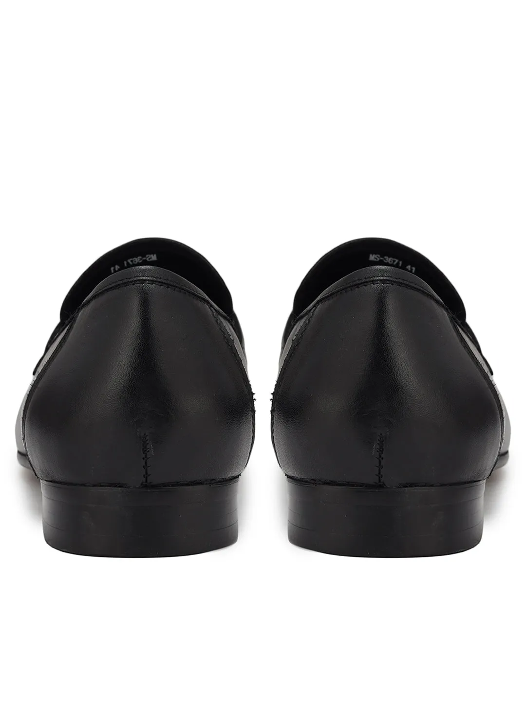 Black Leather Loafers With Panel