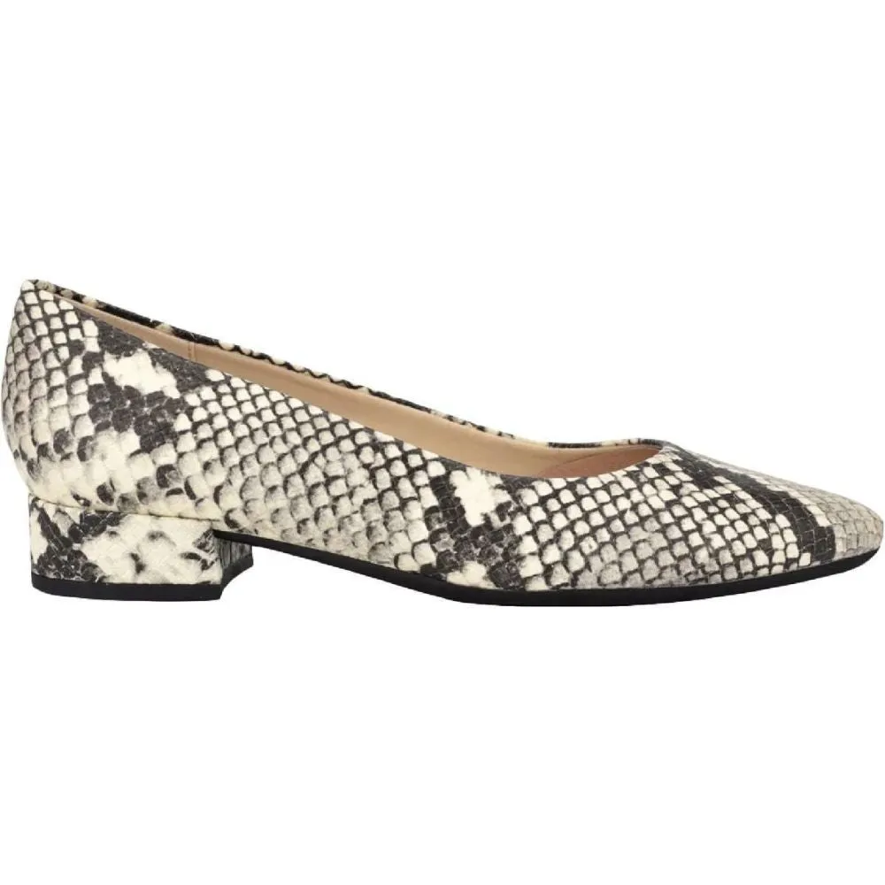 Caldise Ivory Snake Print Leather Easy Spirit Low Heel Pumps