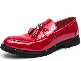 CHUUMEE Men's Casual Driving Shoes Patent Leather Tassel Loafers Non-Slip Penny Formal Tuxedo Shoes Business Party Leather Shoes