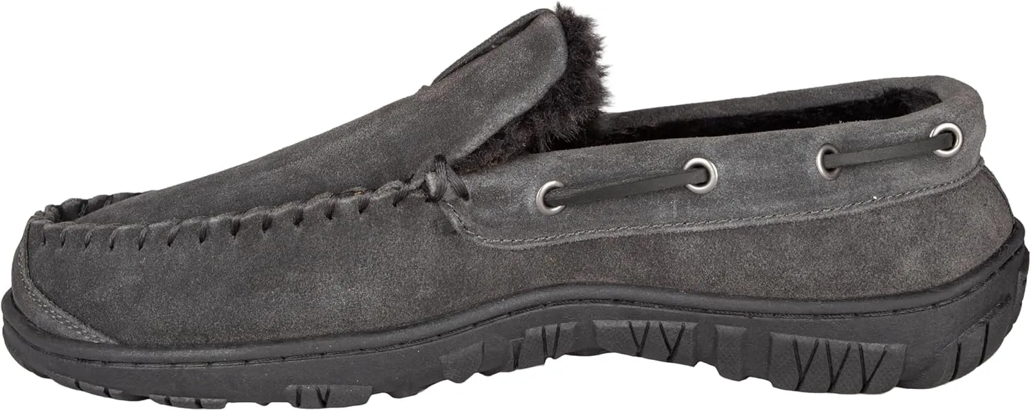 Clarks Venetian Suede Moccasin Slippers GREY (14, GREY)