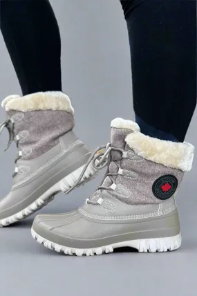 Cozy Lined Lace Up Winter Boot - Mushroom