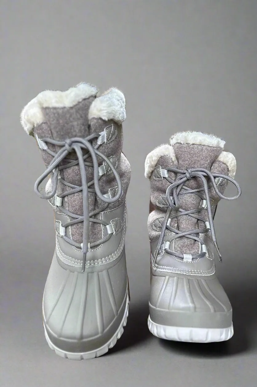 Cozy Lined Lace Up Winter Boot - Mushroom