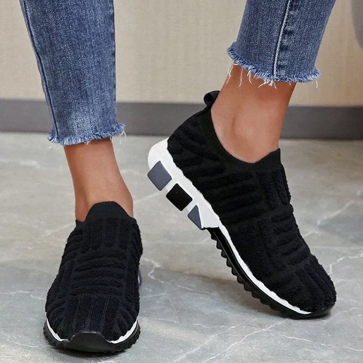 Cuzcare Women Orthopedic Shoes Knit Slip-on Comfy Leisure Sneakers