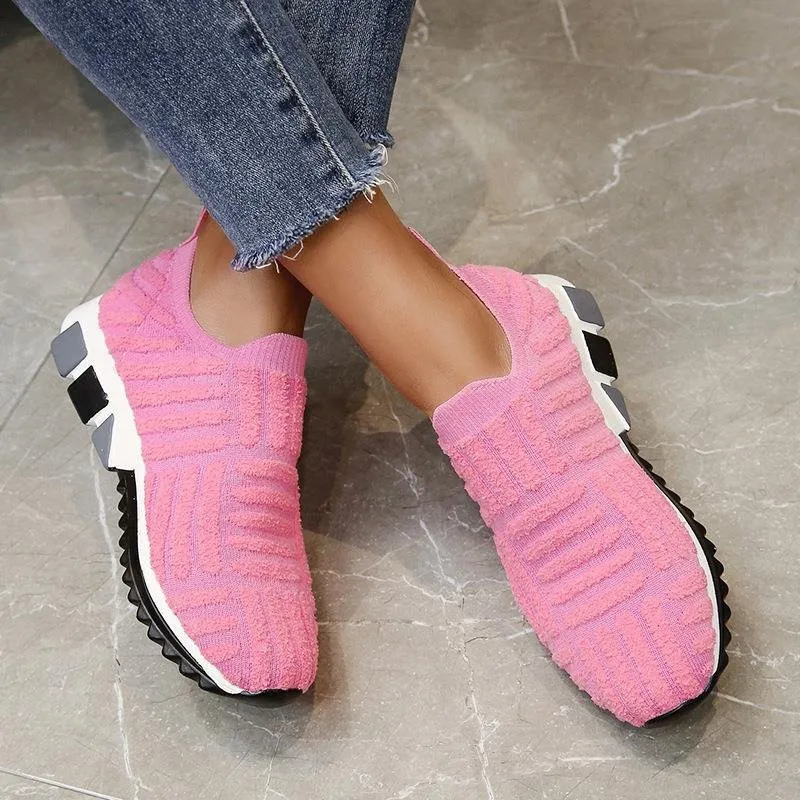 Cuzcare Women Orthopedic Shoes Knit Slip-on Comfy Leisure Sneakers