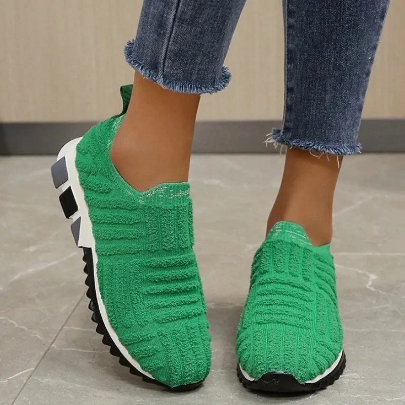 Cuzcare Women Orthopedic Shoes Knit Slip-on Comfy Leisure Sneakers