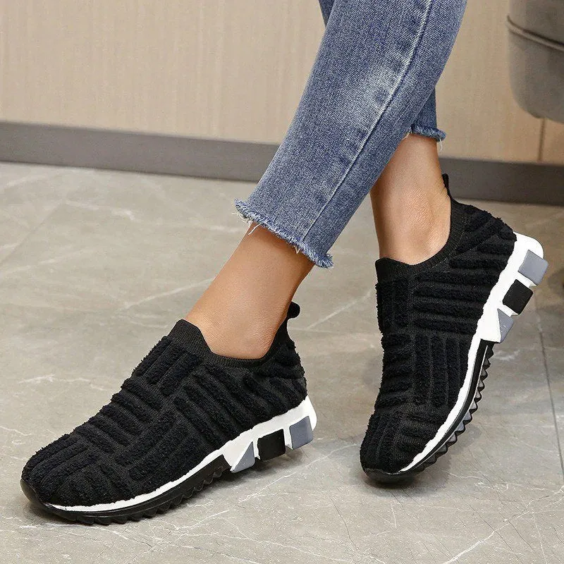 Cuzcare Women Orthopedic Shoes Knit Slip-on Comfy Leisure Sneakers