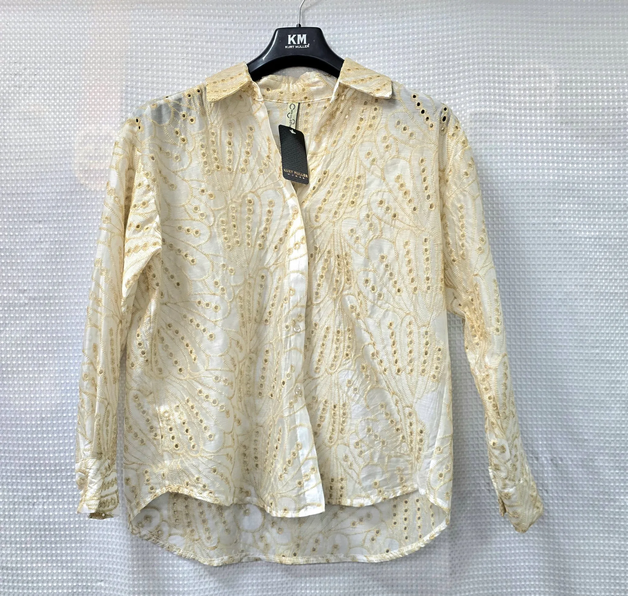 Embroidery Anglaise Tencel High Low Shirt