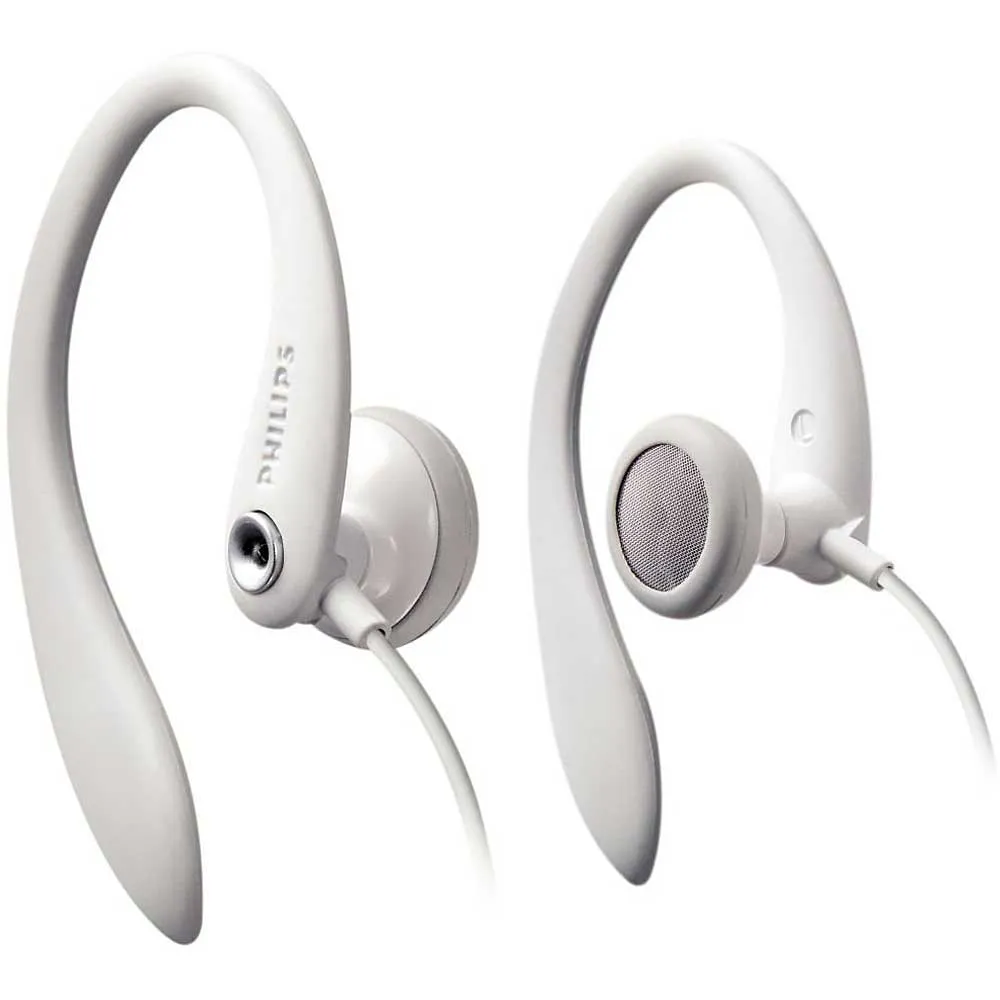 Flexible Earhook Headphones, White