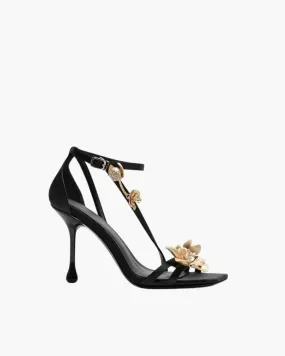 Gabby – T-strap design – Orchid-embellished stiletto heels