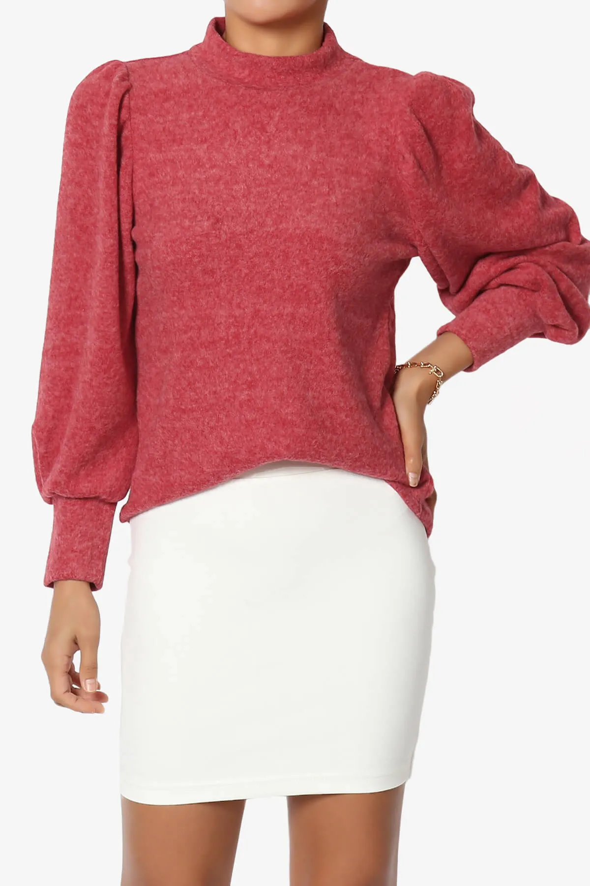 Killa Puff Long Sleeve Mock Neck Knit Sweater