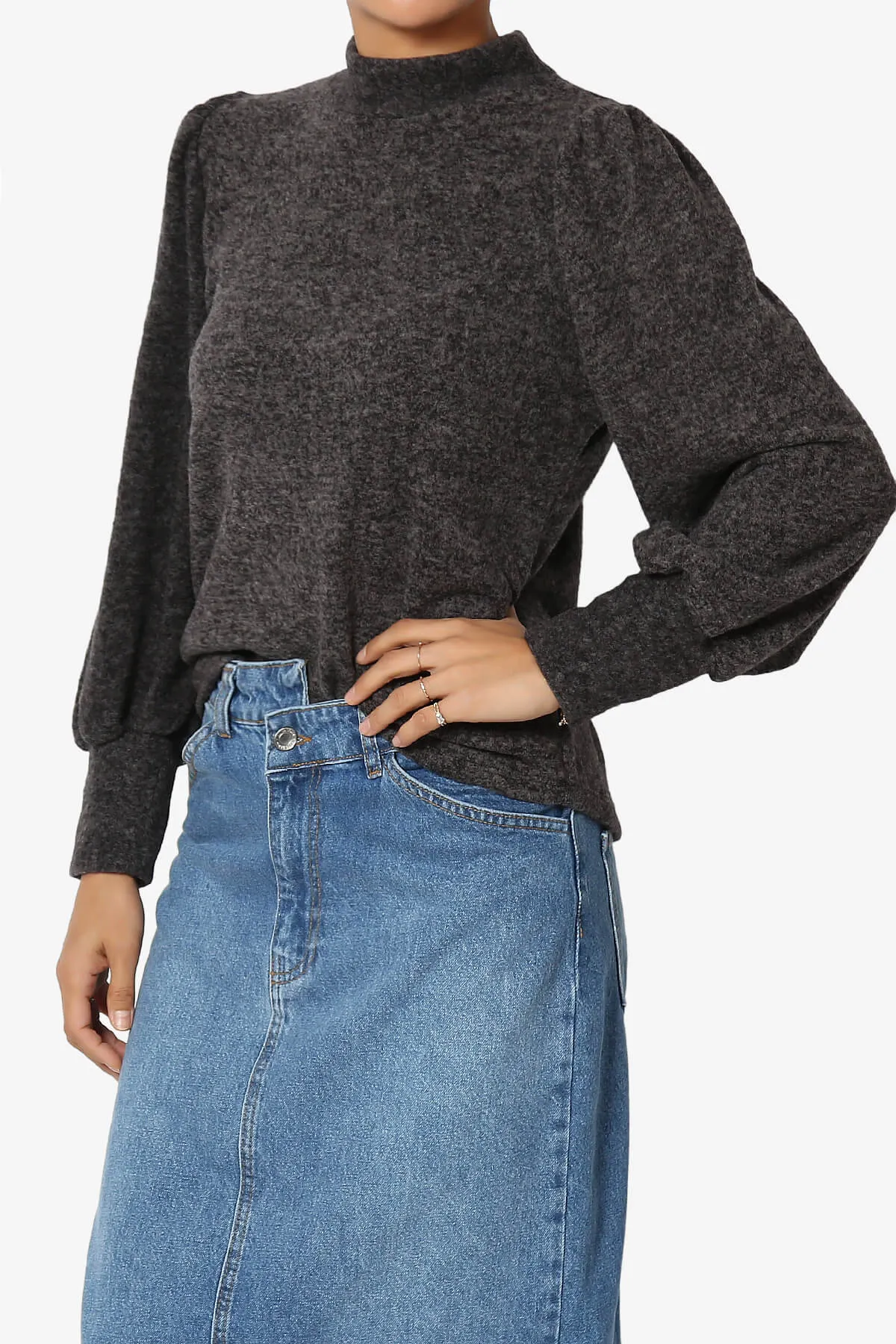 Killa Puff Long Sleeve Mock Neck Knit Sweater