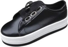 Ladmiple Womens Shoes Dressy Casual Loafers Lace Up Leather Sneaker Fashion Comfortable Slip On Platform Walking Shoes