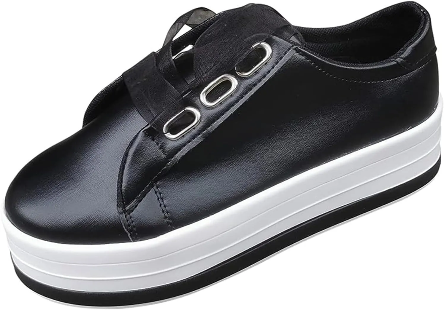 Ladmiple Womens Shoes Dressy Casual Loafers Lace Up Leather Sneaker Fashion Comfortable Slip On Platform Walking Shoes