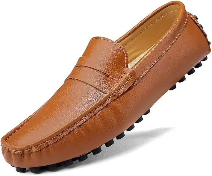 Loafers for Men Round Toe Faux Leather Penny Driving Loafers Flexible Lightweight Comfortable Casual Slip On