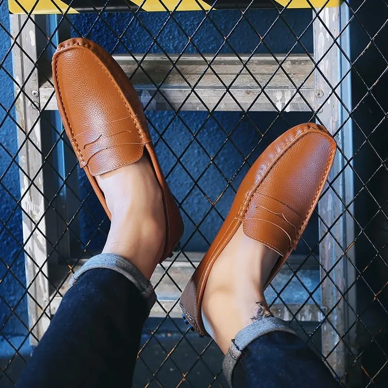 Loafers for Men Round Toe Faux Leather Penny Driving Loafers Flexible Lightweight Comfortable Casual Slip On