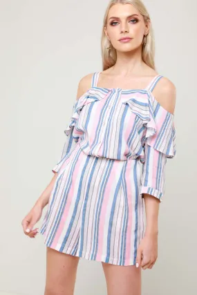 Loria Stripe Linen Look Co Ord Short