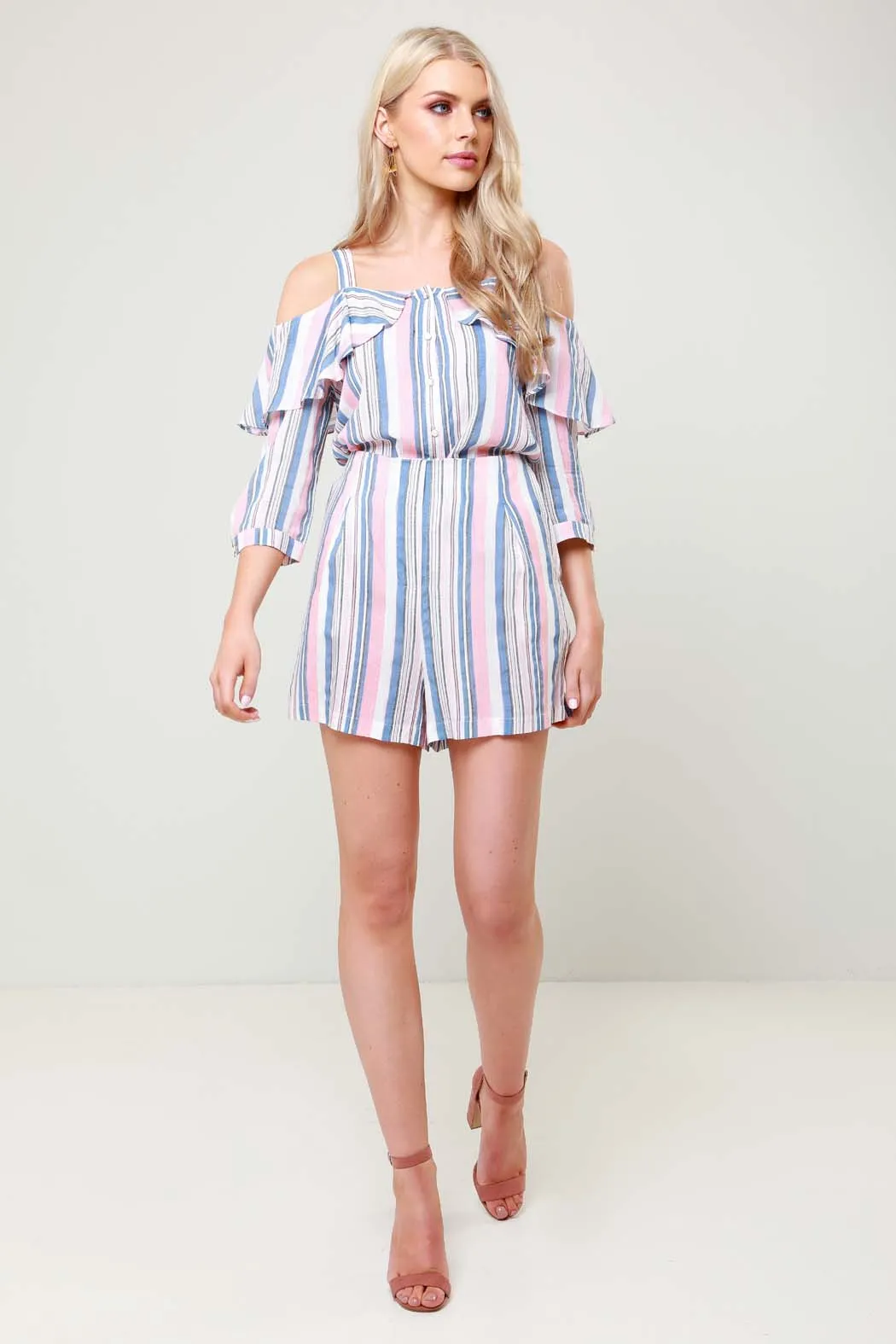 Loria Stripe Linen Look Co Ord Short