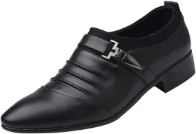 Men's Strap Buckle Slip-on Dress Loafers Shoes Formal Tuxedo Leather Shoes for Male Business Work Women Walking Sneaker