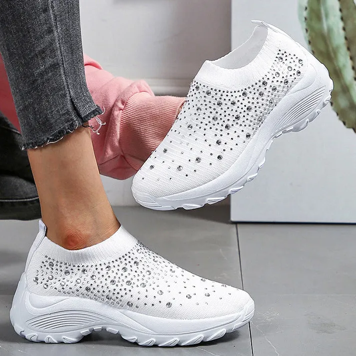 Nanccy Thick-soled Rhinestone Casual Running Shoes