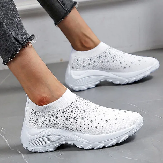 Nanccy Thick-soled Rhinestone Casual Running Shoes
