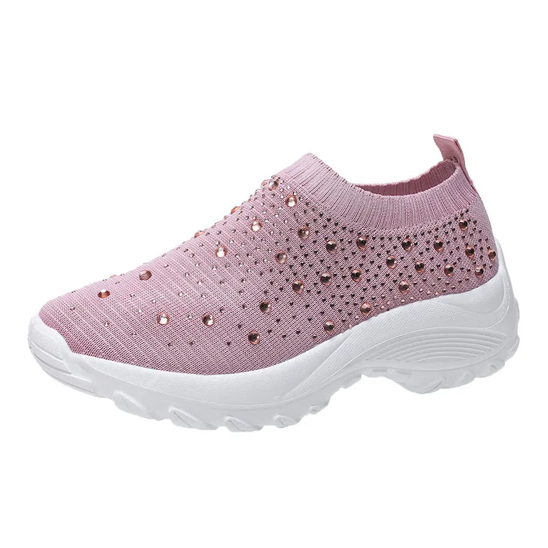 Nanccy Thick-soled Rhinestone Casual Running Shoes