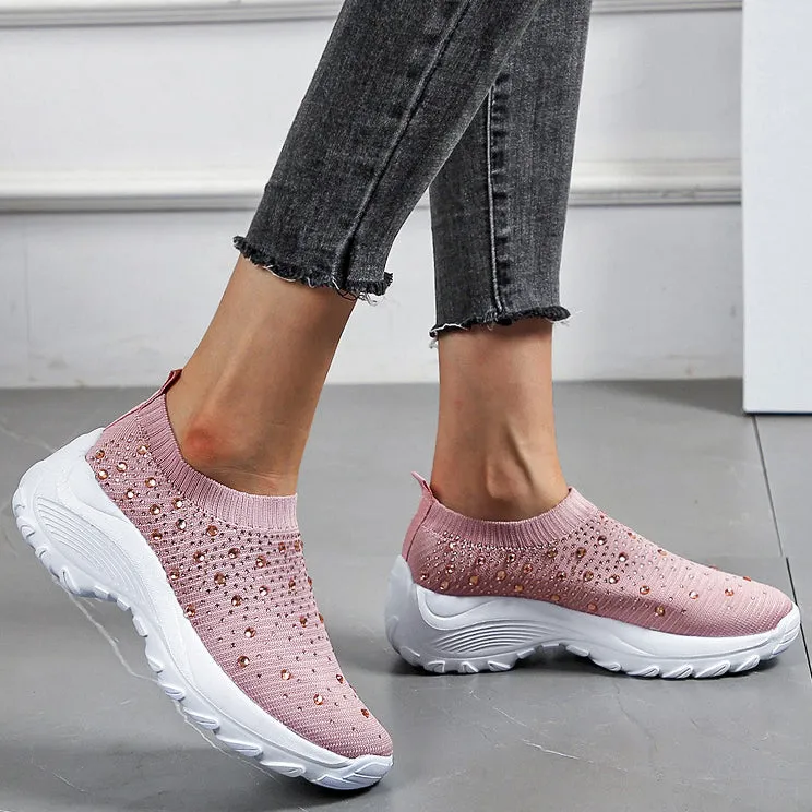 Nanccy Thick-soled Rhinestone Casual Running Shoes