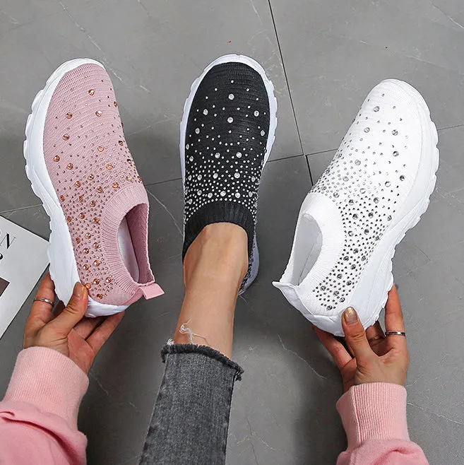 Nanccy Thick-soled Rhinestone Casual Running Shoes