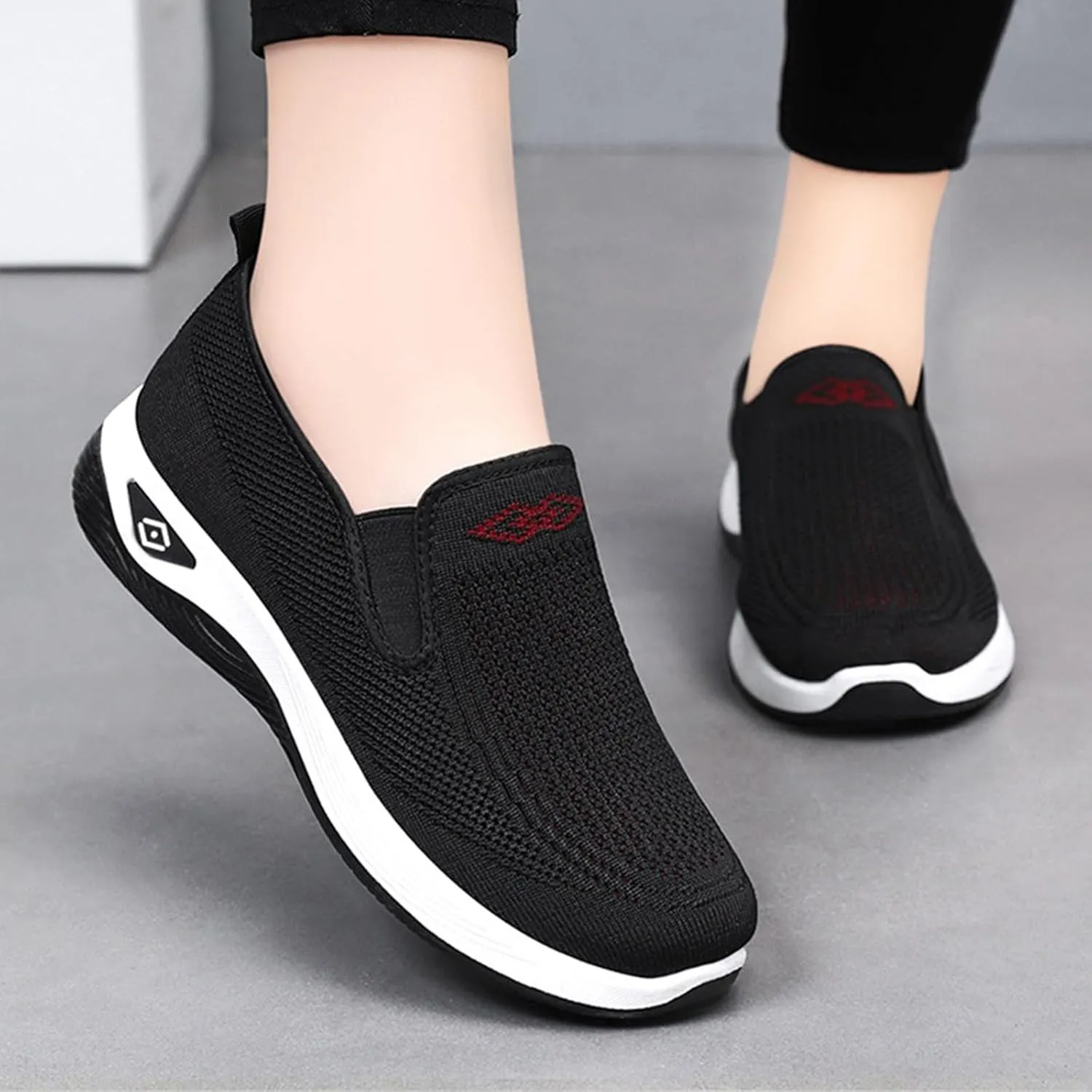 Orthopedic Sneakers for Women Arch-Support Mesh Slip on Comfortable Cushion Sneaker Casual Wide Width Walking Shoes