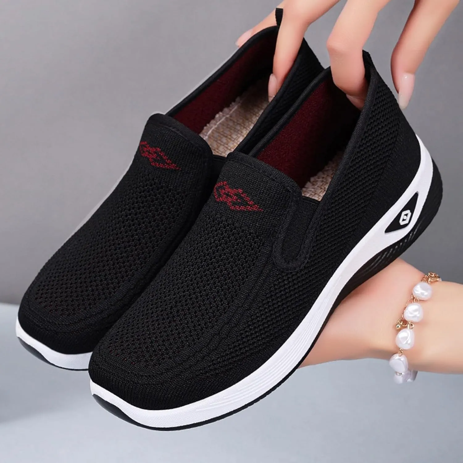 Orthopedic Sneakers for Women Arch-Support Mesh Slip on Comfortable Cushion Sneaker Casual Wide Width Walking Shoes