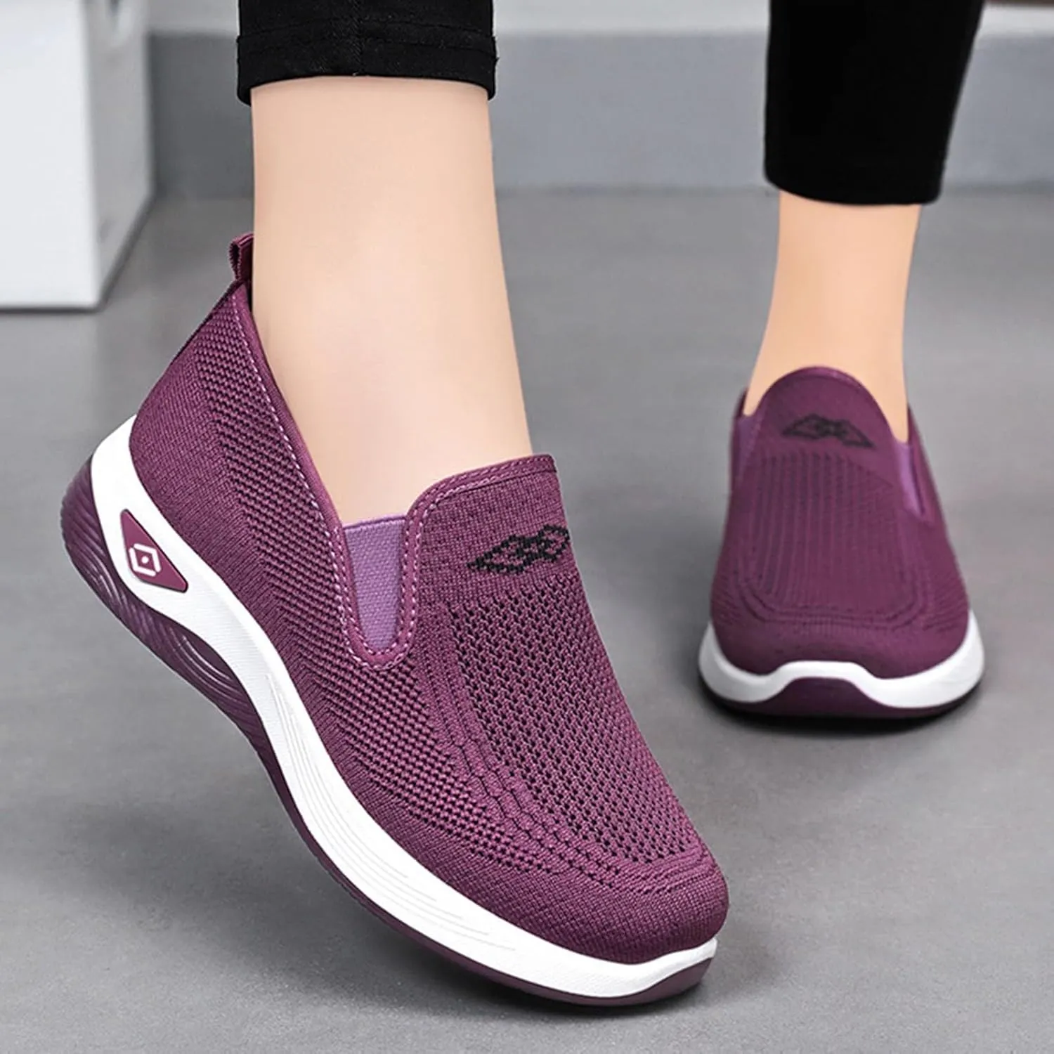 Orthopedic Sneakers for Women Arch-Support Mesh Slip on Comfortable Cushion Sneaker Casual Wide Width Walking Shoes