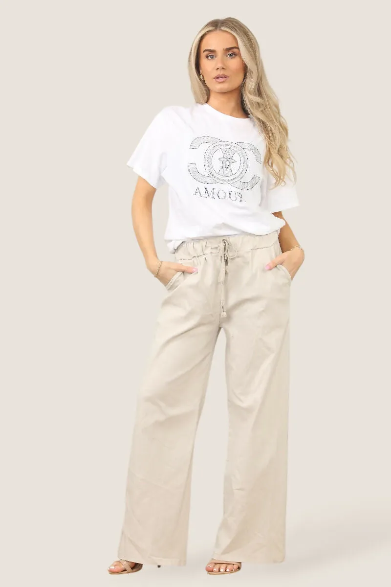 Plain Wide Leg Stretch Magic Trousers
