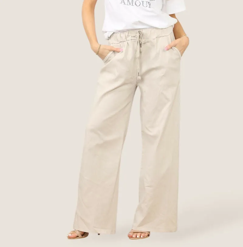 Plain Wide Leg Stretch Magic Trousers