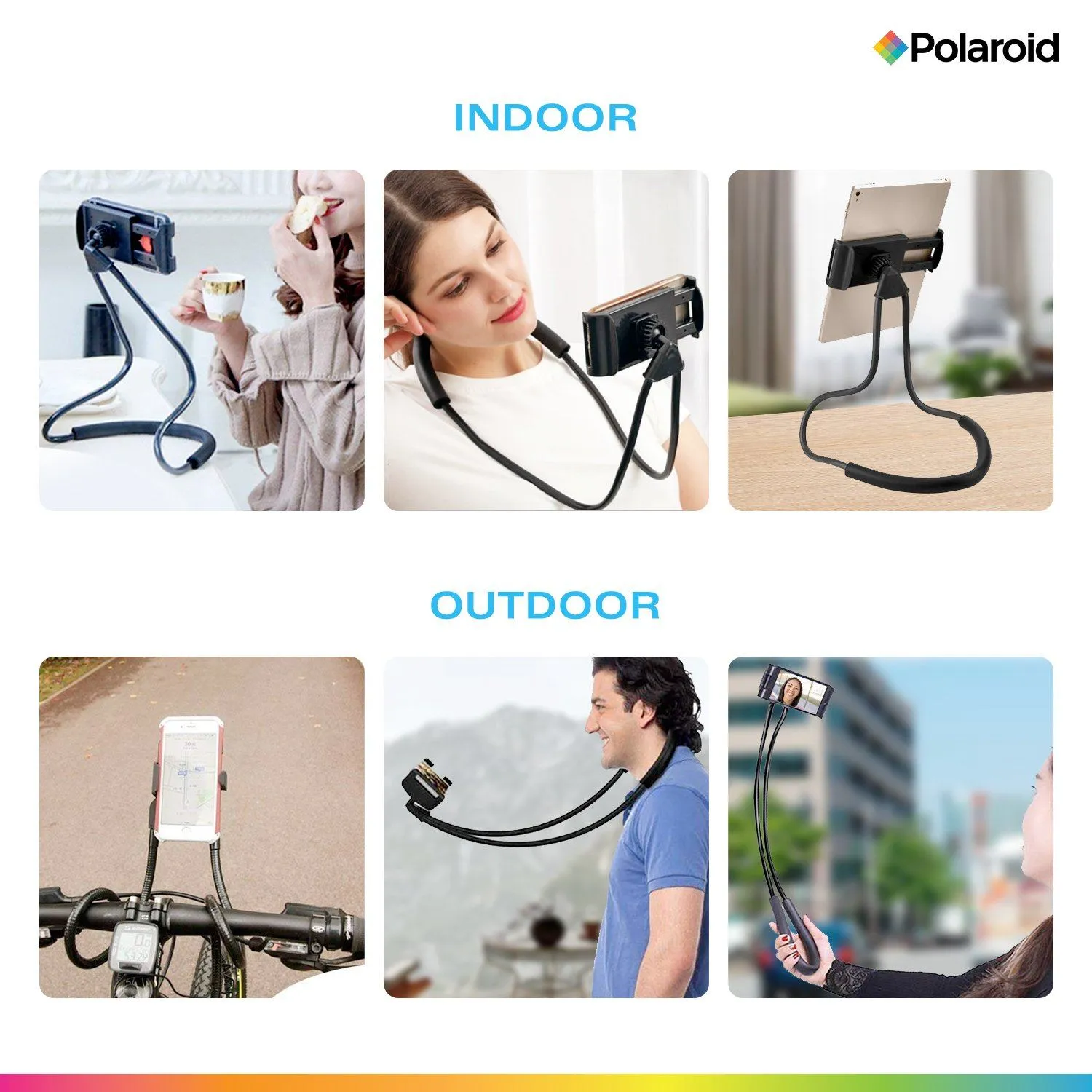 Polaroid Gooseneck Phone Holder, Flexible Hands Free Smartphone Mount