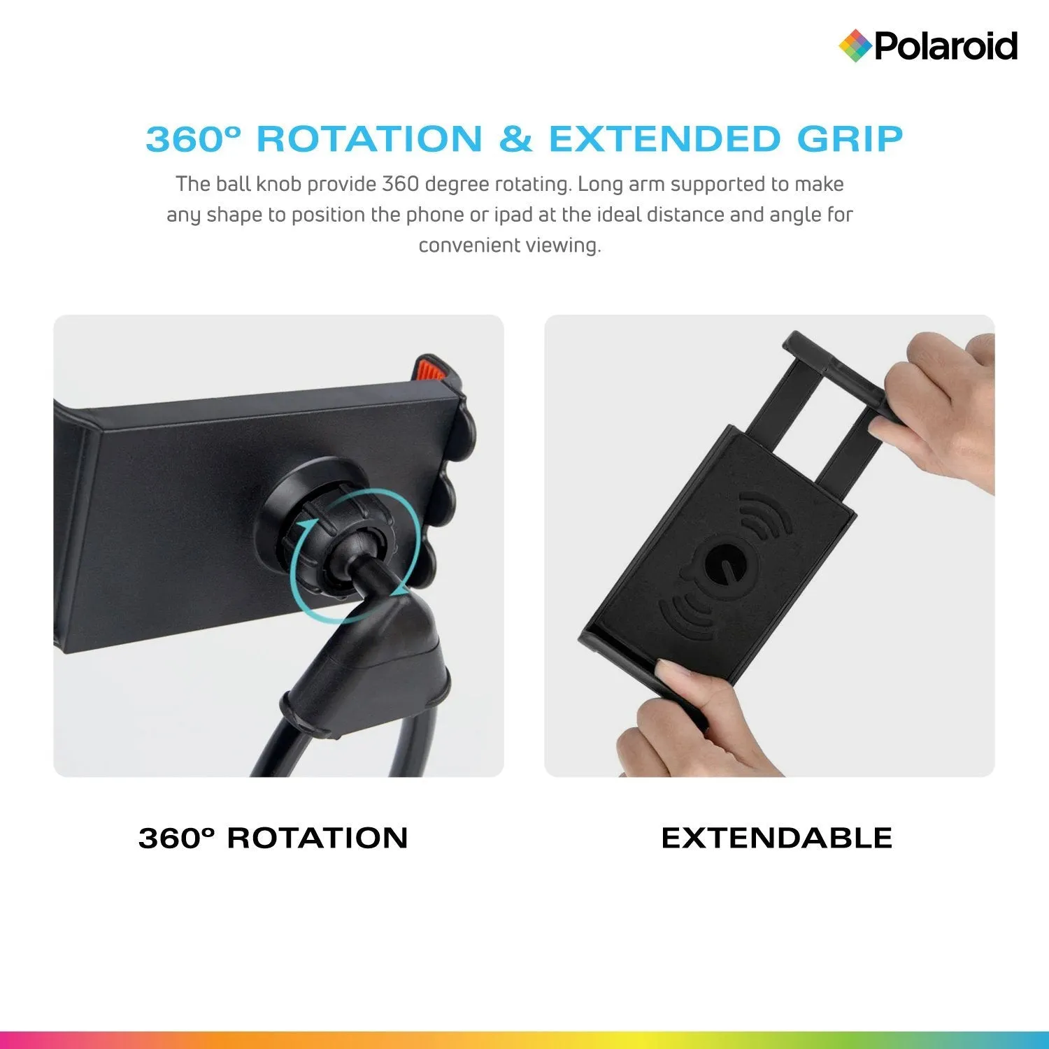 Polaroid Gooseneck Phone Holder, Flexible Hands Free Smartphone Mount
