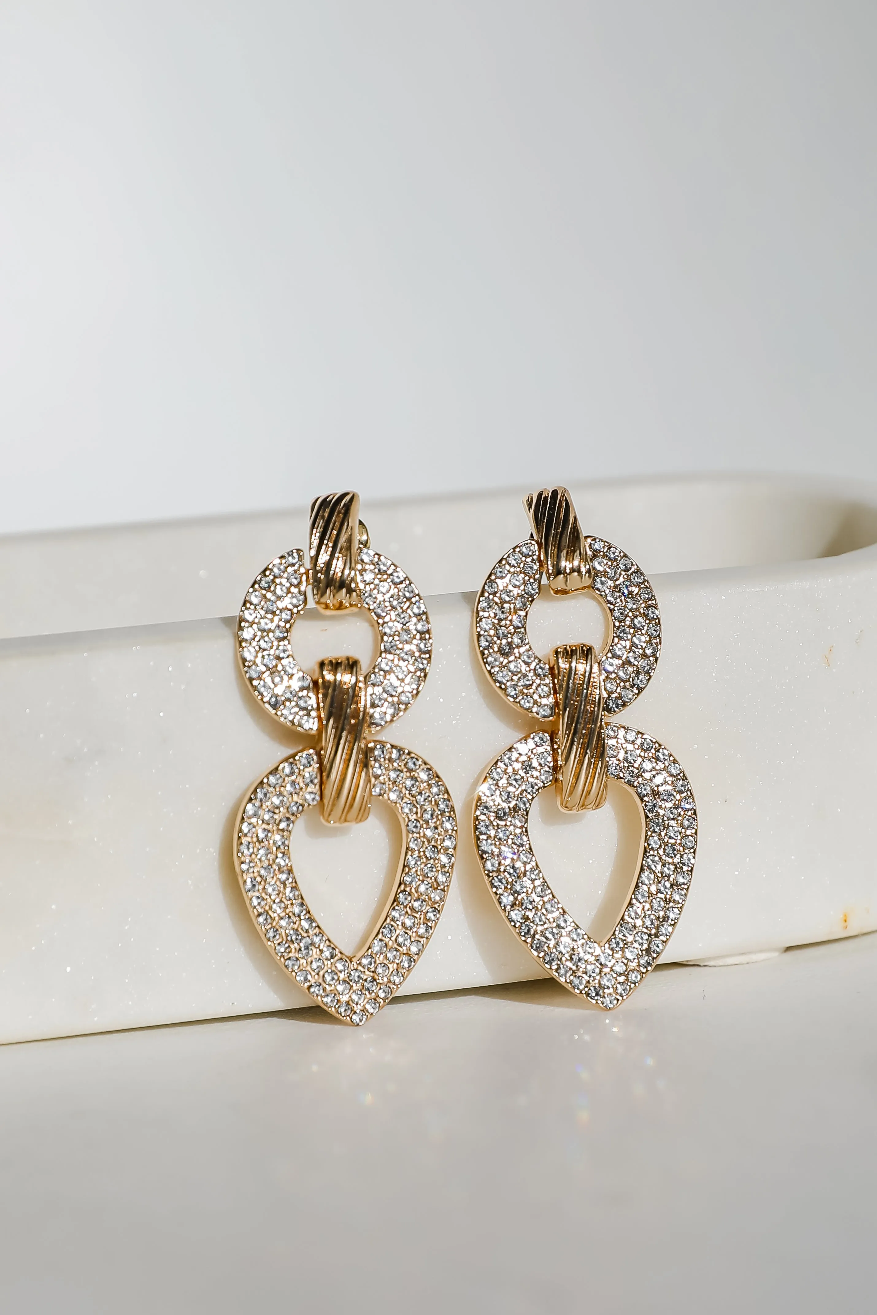 Quinn Gold Rhinestone Statement Earrings