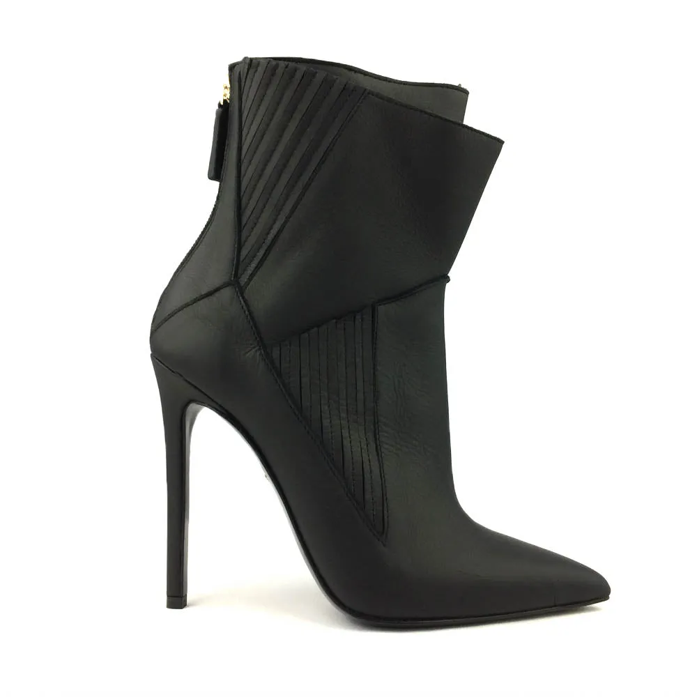 Rear Zipper High Heel Ankle Boot