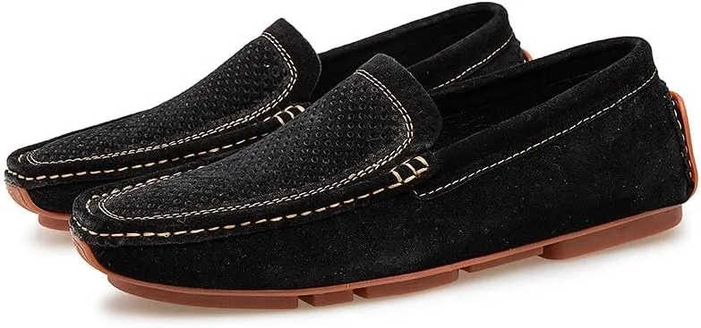 Santimon Mens Driving Penny Loafers Suede Moccasins Slip On Casual Dress Wide Boat Shoes