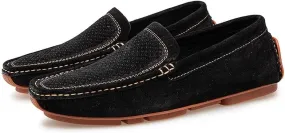 Santimon Mens Driving Penny Loafers Suede Moccasins Slip On Casual Dress Wide Boat Shoes