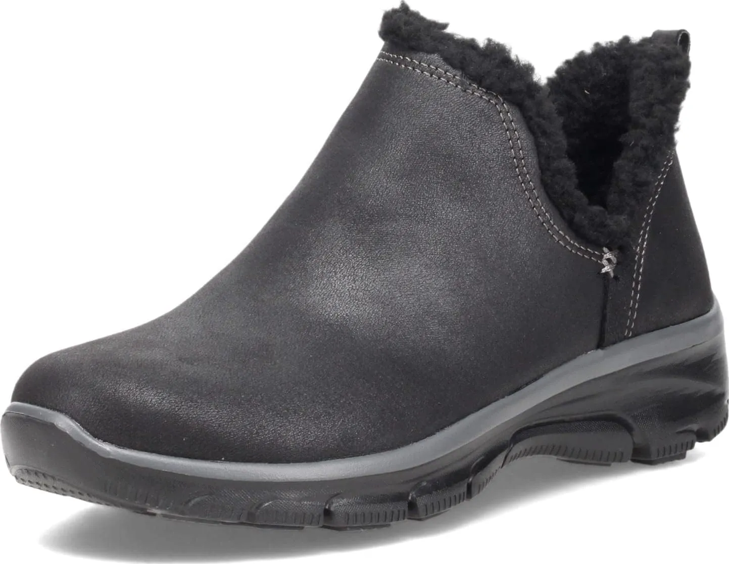 Skechers Women's Easy Going Buried Scooped Collar Bootie with Faux Fur Trim
