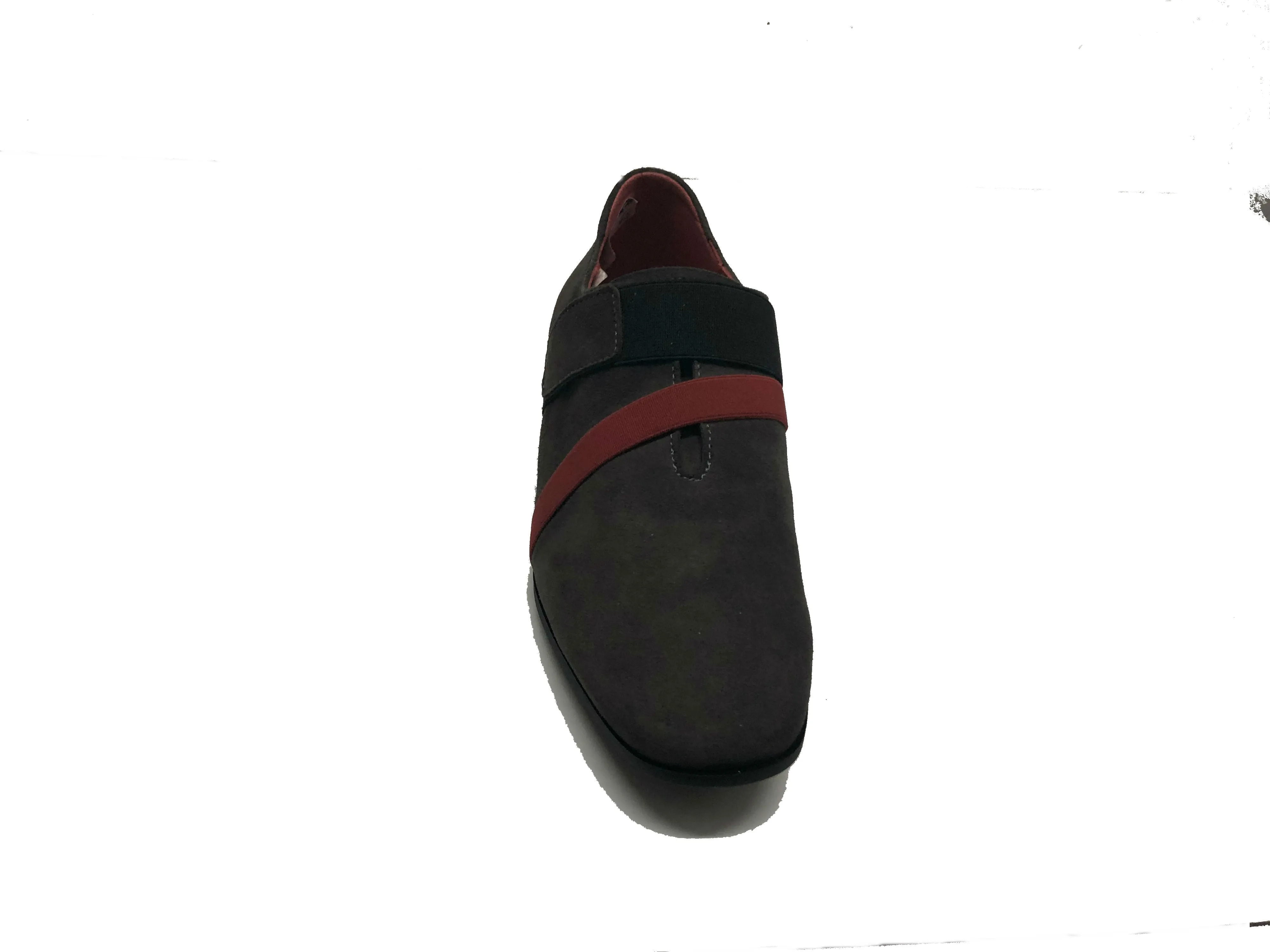 Stylish Grey and Red Suede Shoes