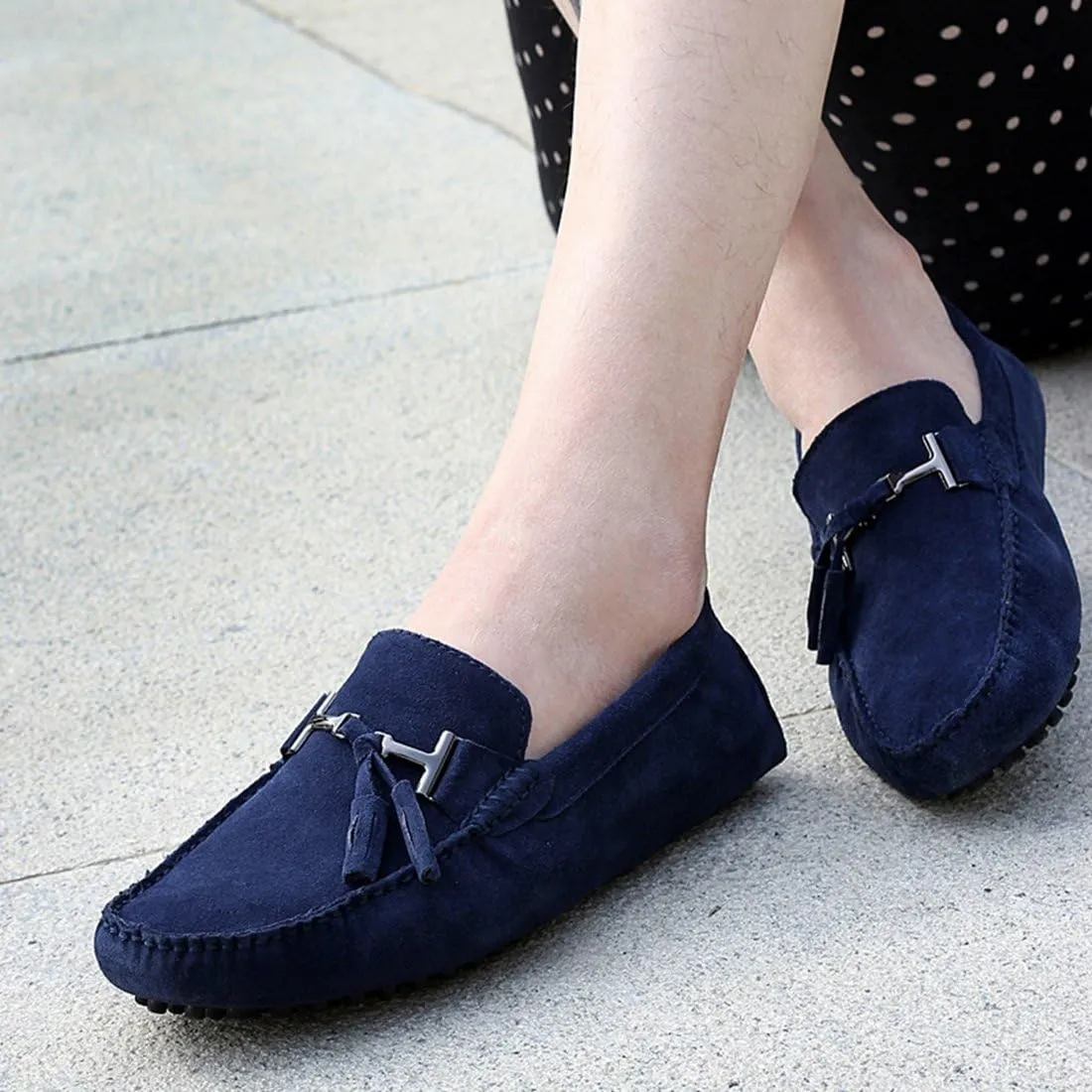 TDA Men's New Tassel Suede Driving Loafers Penny Boat Shoes
