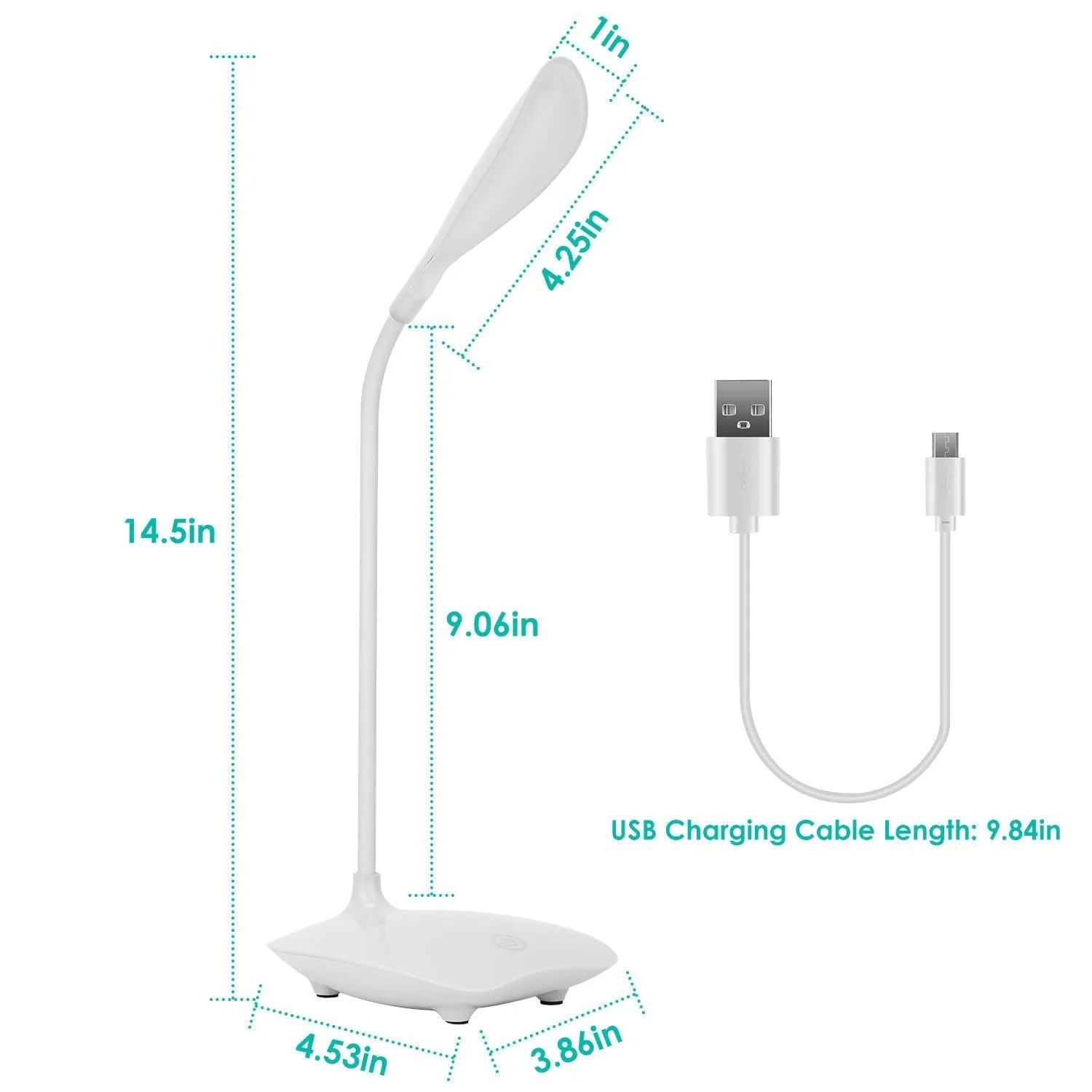 USB Rechargeable Table Lamp Dimmable LED Flexible Gooseneck Desk Light